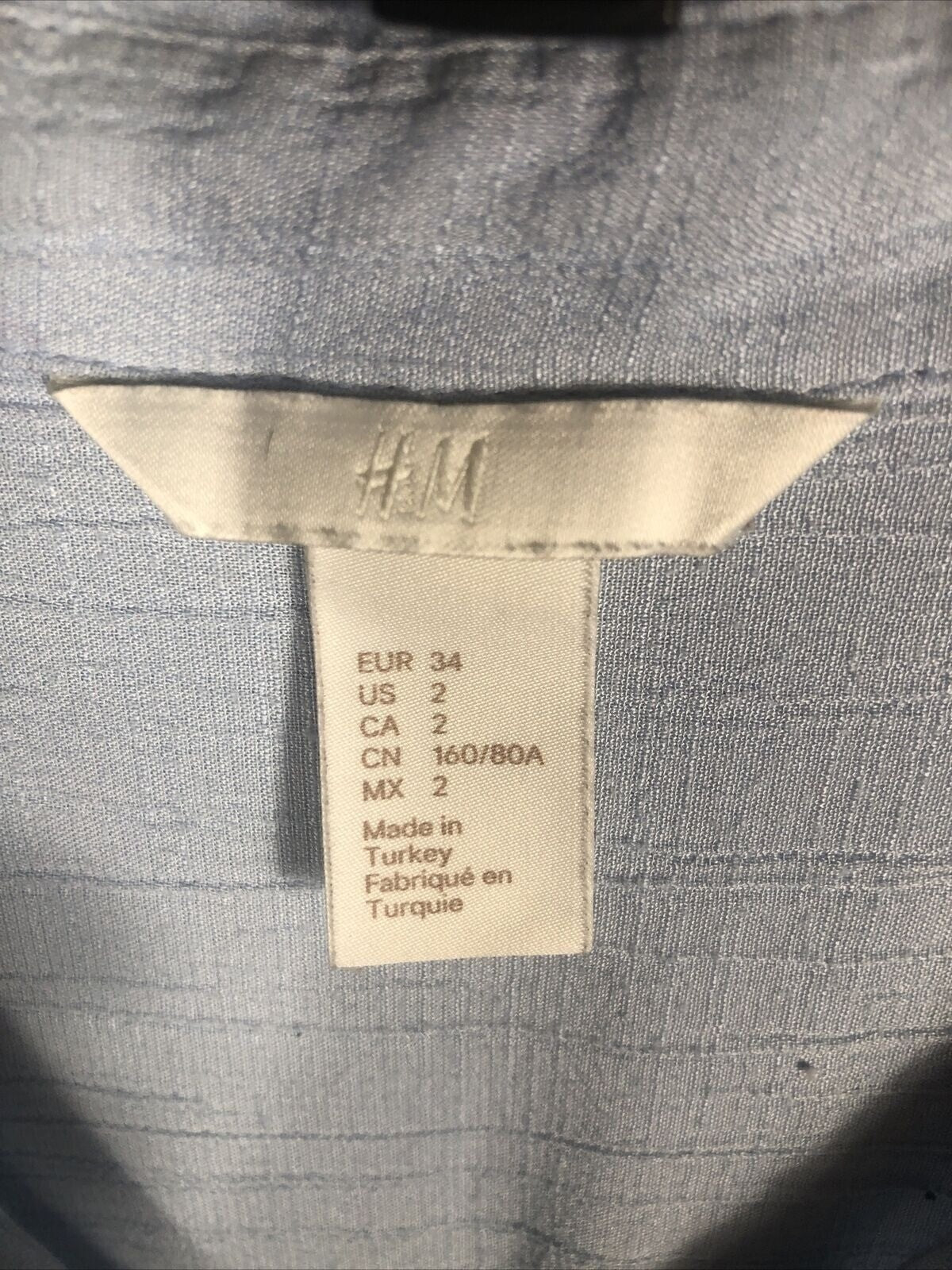H&M Light Blue Womens Long Sleeve Button-Up Shirt Size 2