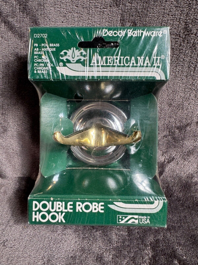 Americana Decor Double Robe Hook Brass Finish Daddy Battyware