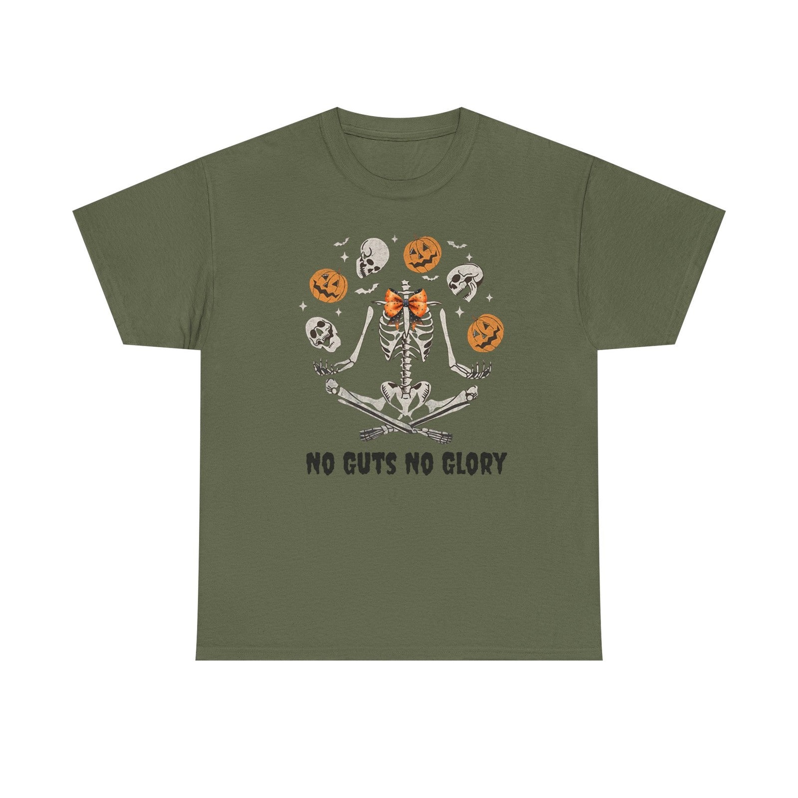 Womans T Shirt No Guts No Glory Tee Skeleton Shirt Spooky Season Halloween Gift