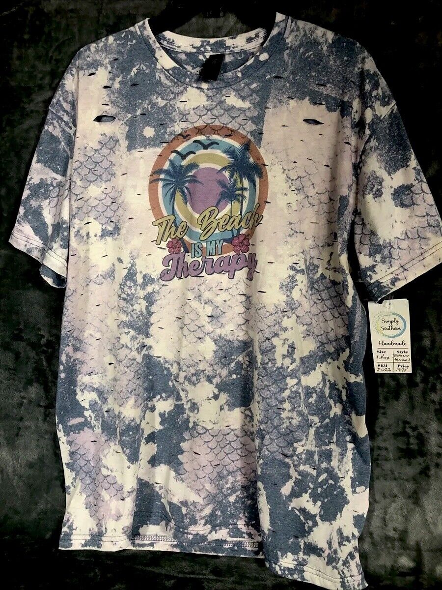 Beach Therapy T-Shirt Women’s Distressed Mermaid Custom Adult Size Extra Large