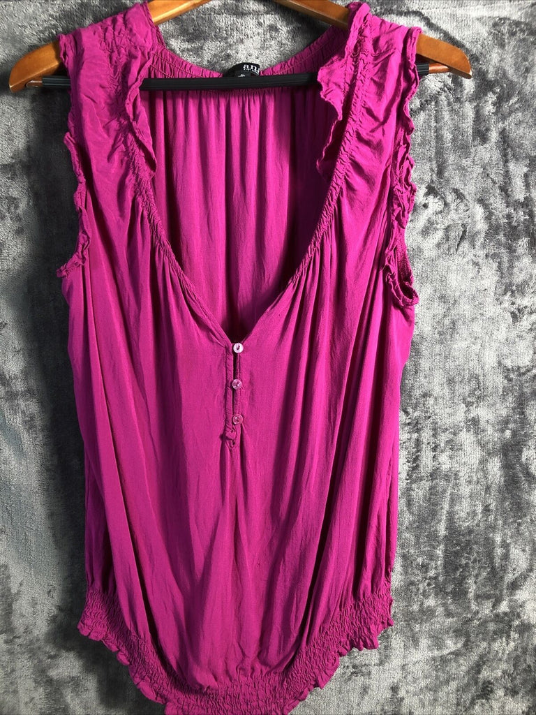 A.N.A Sleeveless Ruffle Buttons Purple Size X-LARGE Women’s Blouse