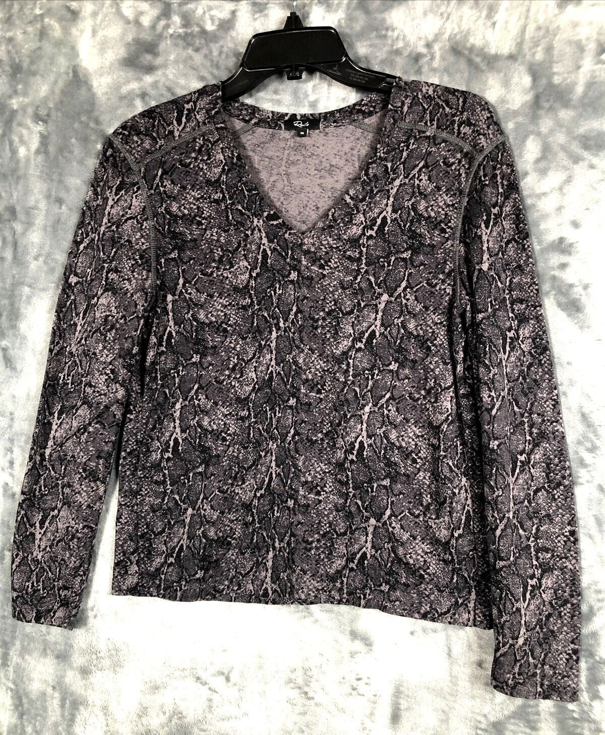 Rail Blouse Womens Animal Snake Print V-Neck Long Sleeve Top Adult X Small