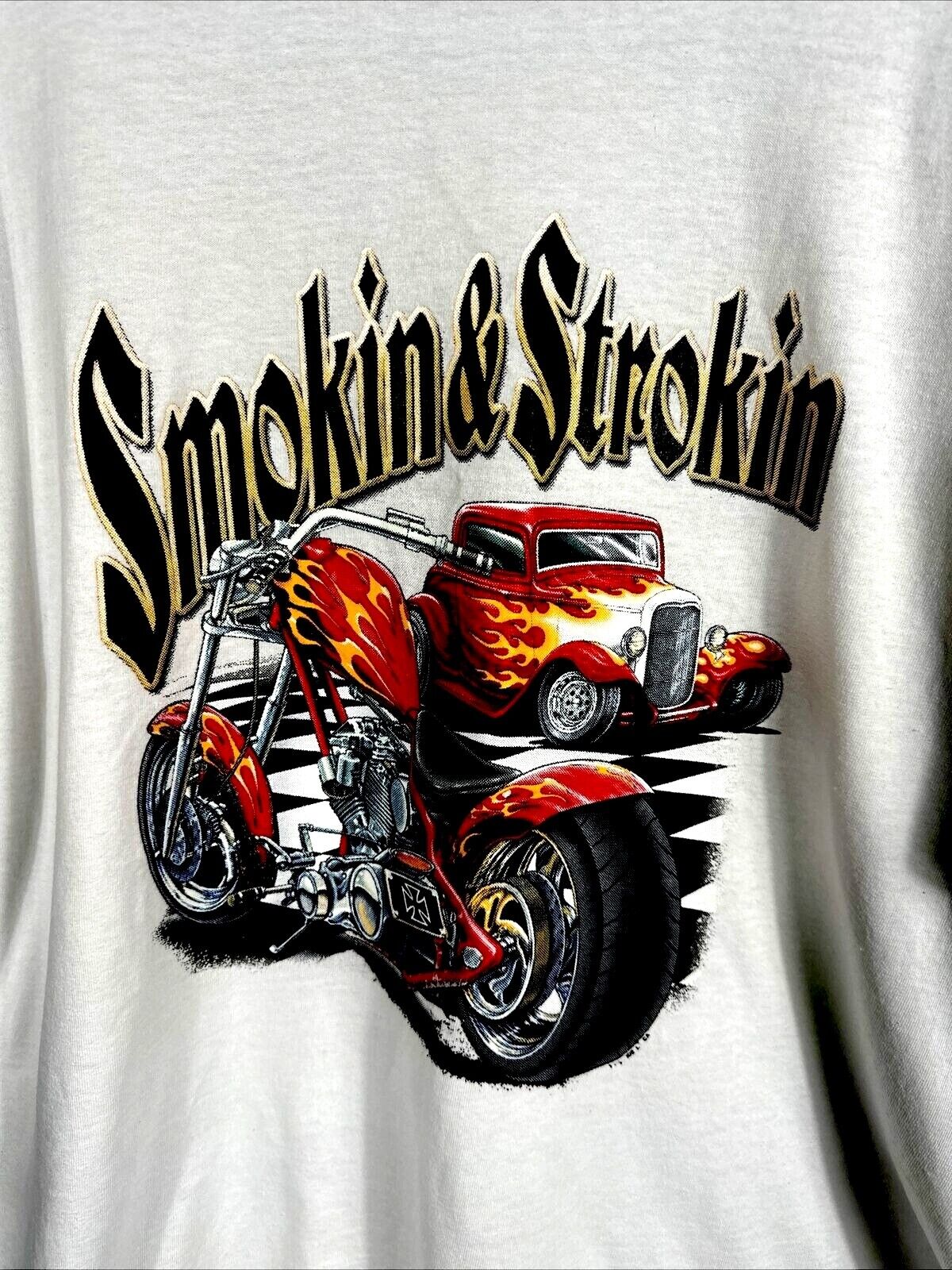Men’s Classic Car Shirt Smokin & Stroking Hot Rod T Shirt Adult X Large T Shirt