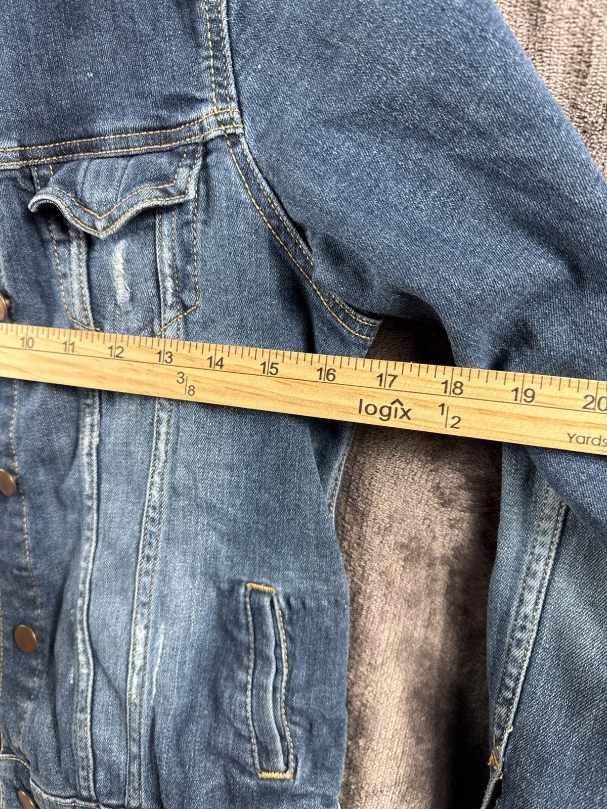 Wonder Nation Kids Denim Jacket L/G 10-12 Distressed Look Blue