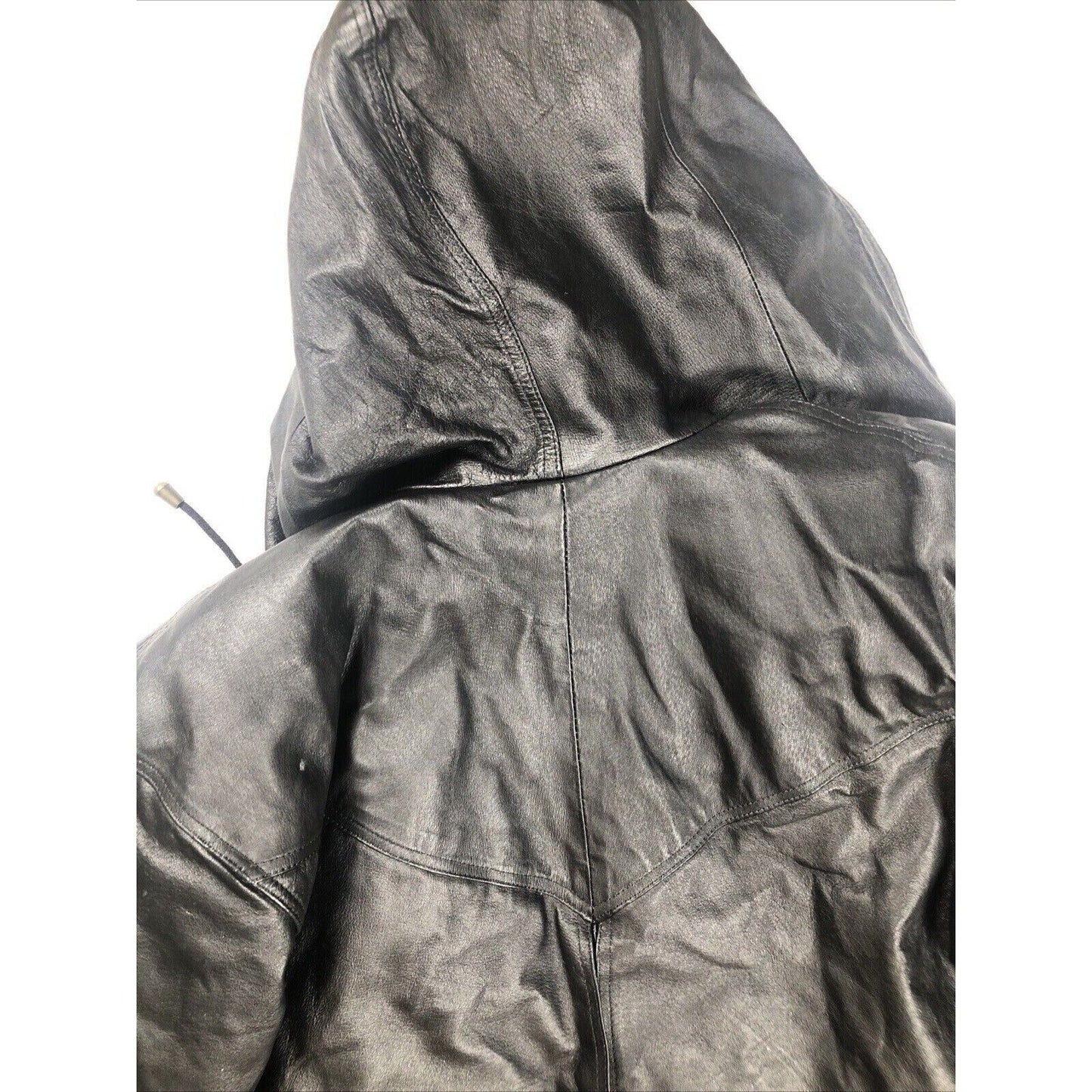 BB Dakota Coat Woman’s Leather Hooded Trench Coat Adult Medium Black