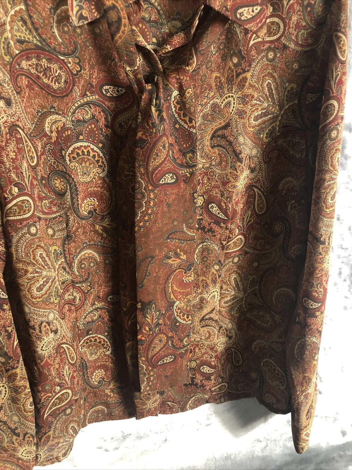 Rafaella Womens Paisley Button-Up Shirt Size 14 Brown & Multicolor