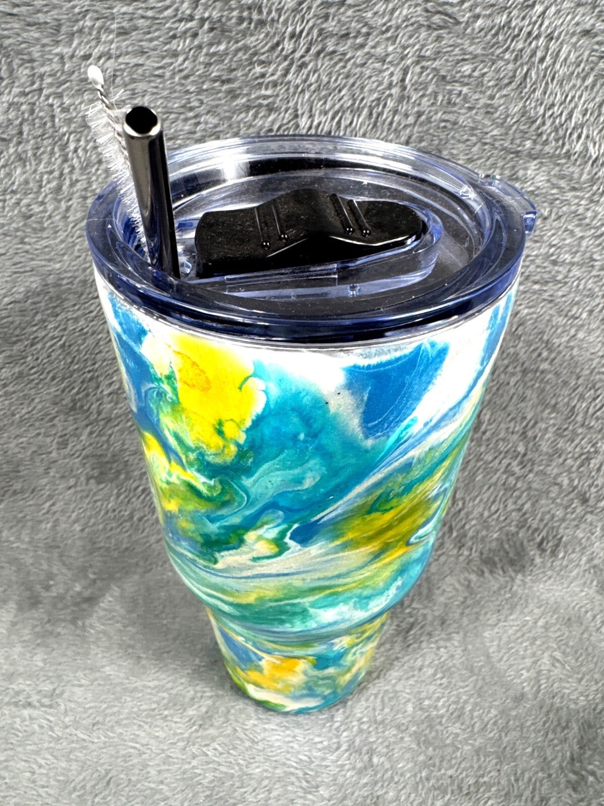 Alcohol Ink Cup 32 oz Stainless Steel Tumbler With Lid & Straw