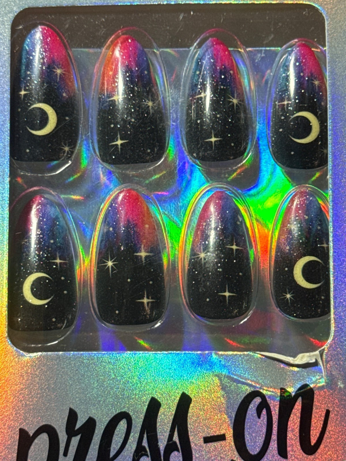 Glamermaid Galaxy Moon & Stars Press-On Nails  Adhesive Tabs