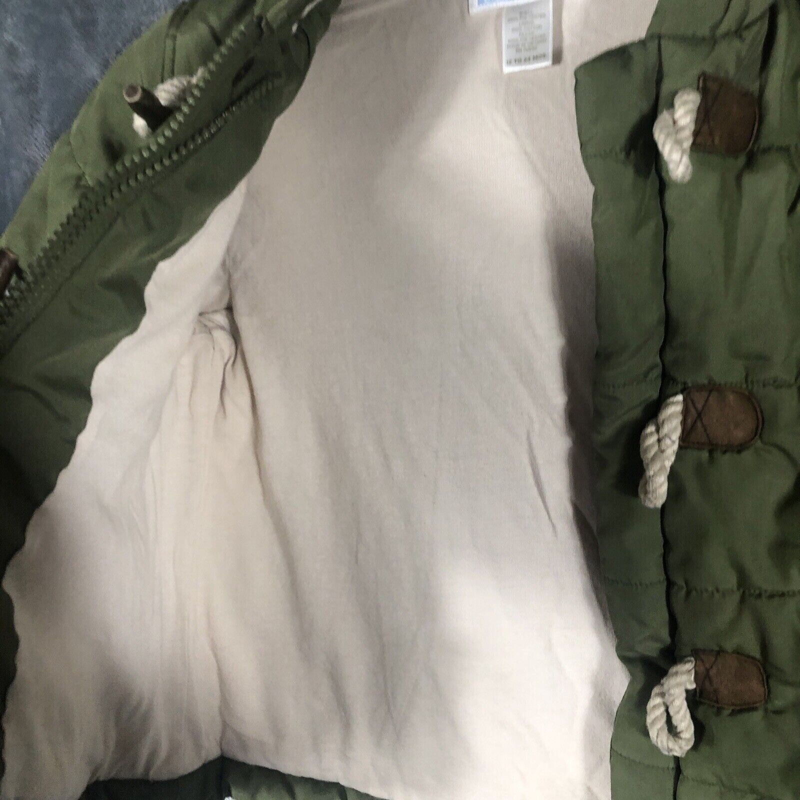 Toddler Green Duffle Coat With Toggle Closures & Hood
