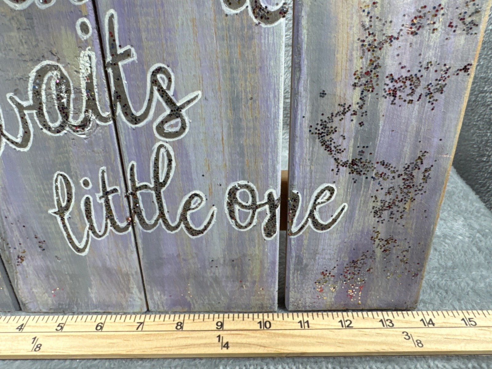 Rustic Wooden Wall Plaque Text Adventure Awaits Little One Purple With Glitter