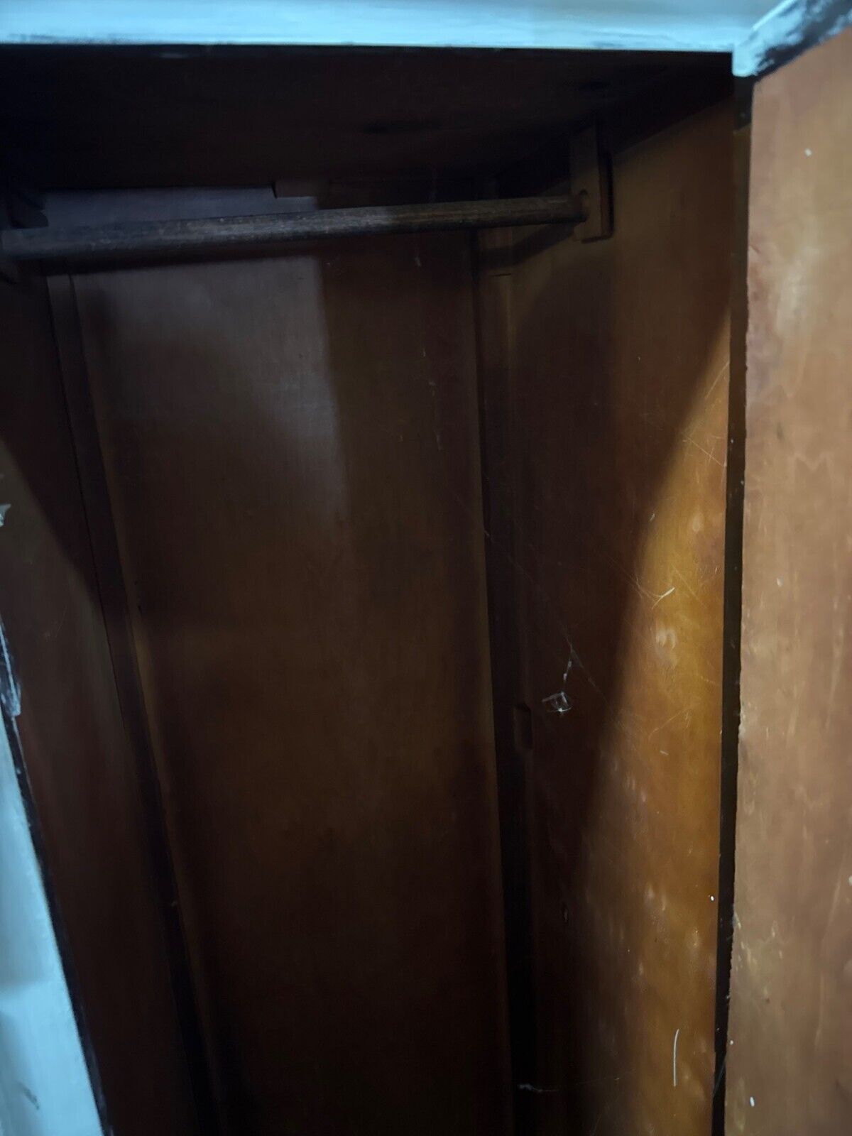 Antique White Wood Wardrobe Armoire With Mirror Door & Drawers