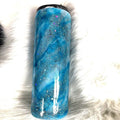 Blue/Silver Swirl Design Tumbler Stainless Steel Handmade Alcohol Ink Cup