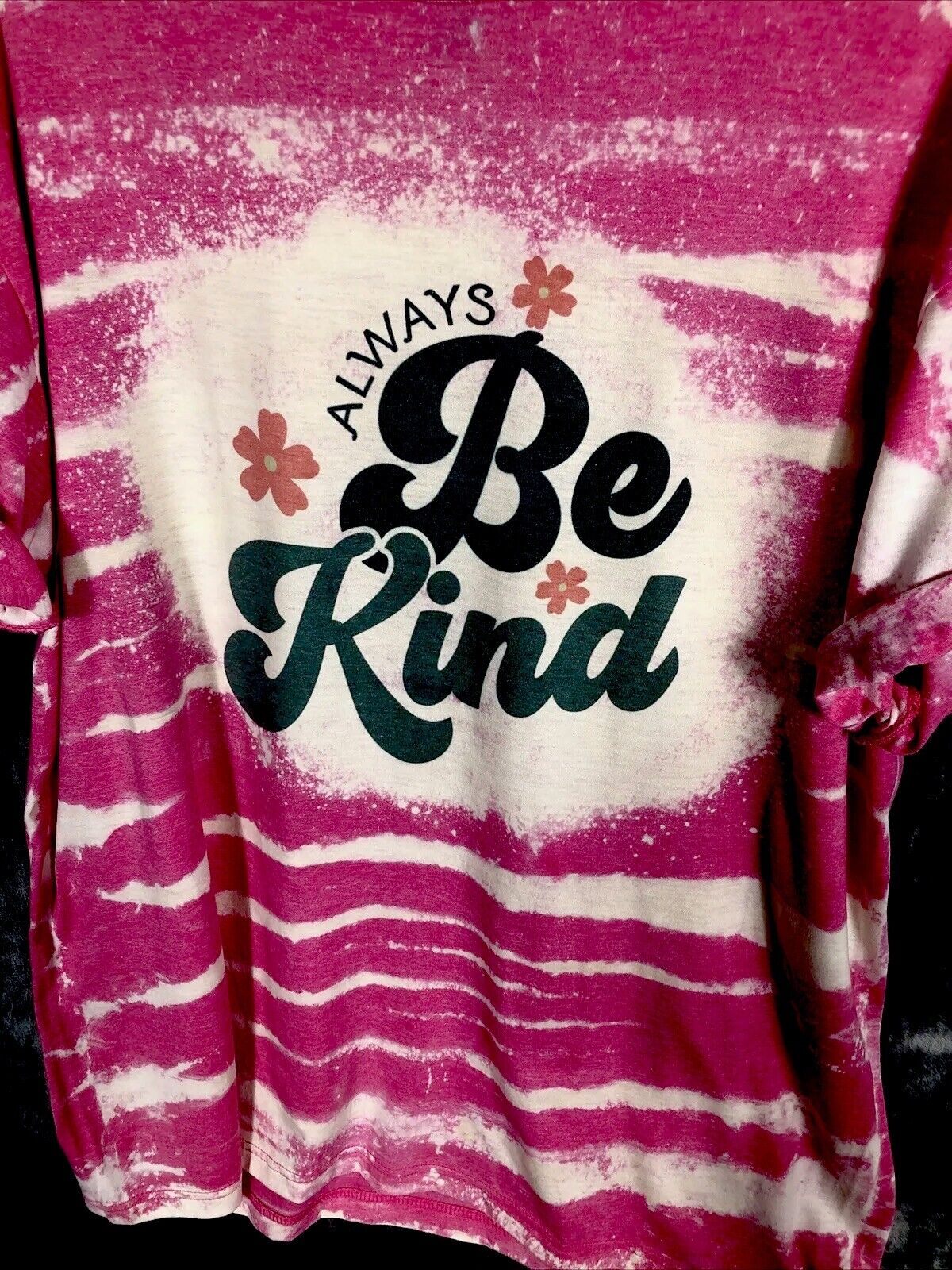Be Kind Tye-Dyed Bleached Women’s T-Shirt Pink Inspirational Size Extra Large