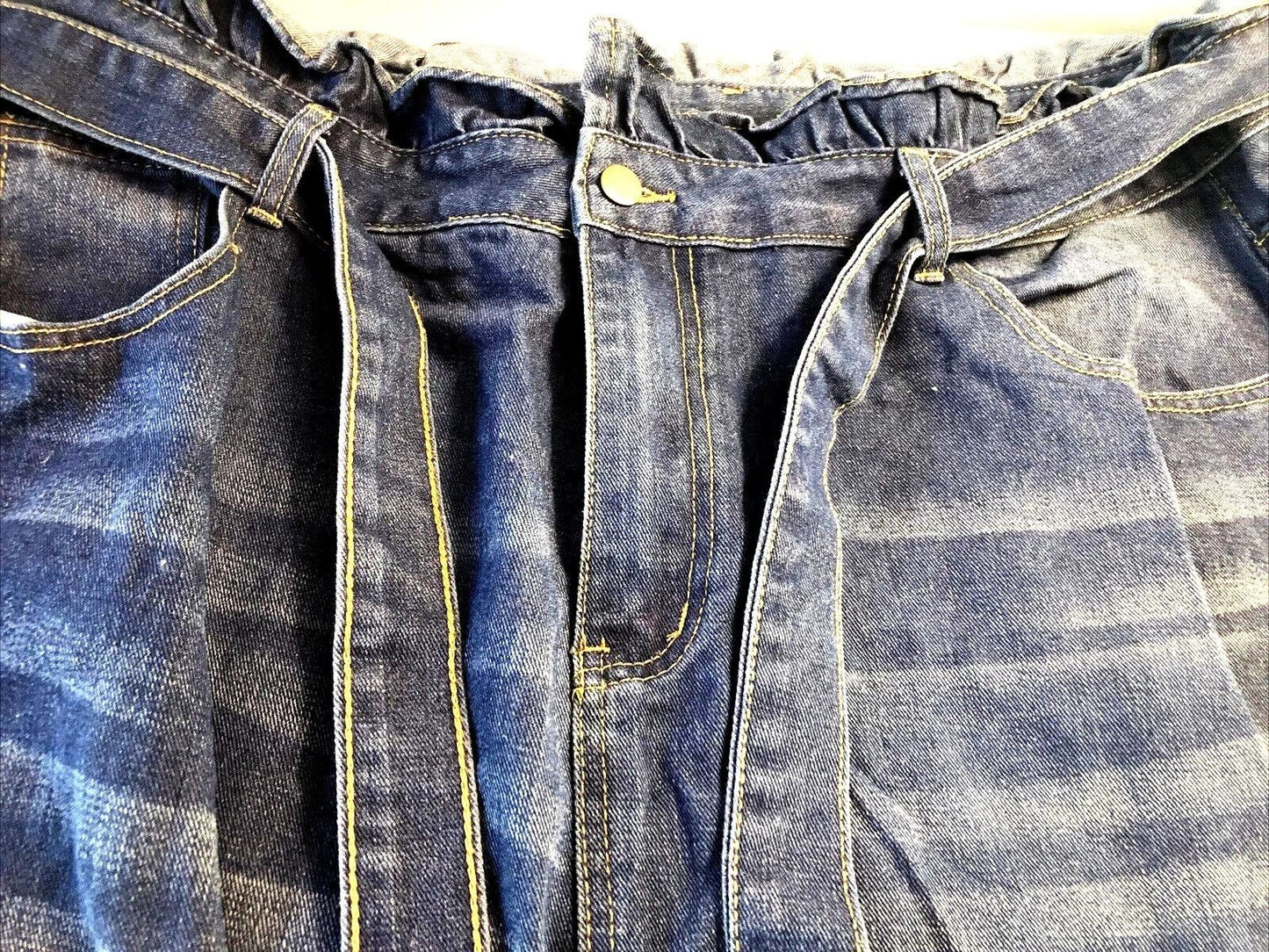 SHEIN Plus Size Denim Jeans S–5XL Belted Paper Bag Waist High Rise Casual Fit