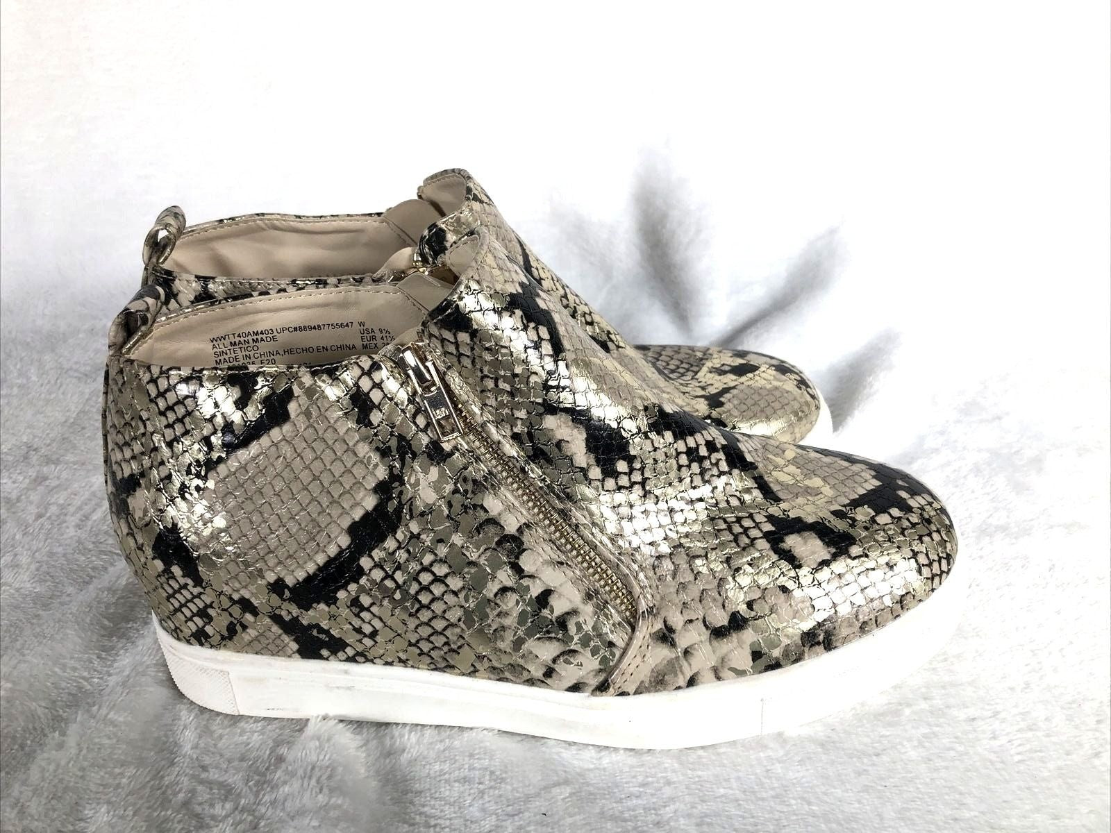 Metallic Time And True Faux Snake Skin Women’s Shoes 2 Zippers  Size 9 1/2