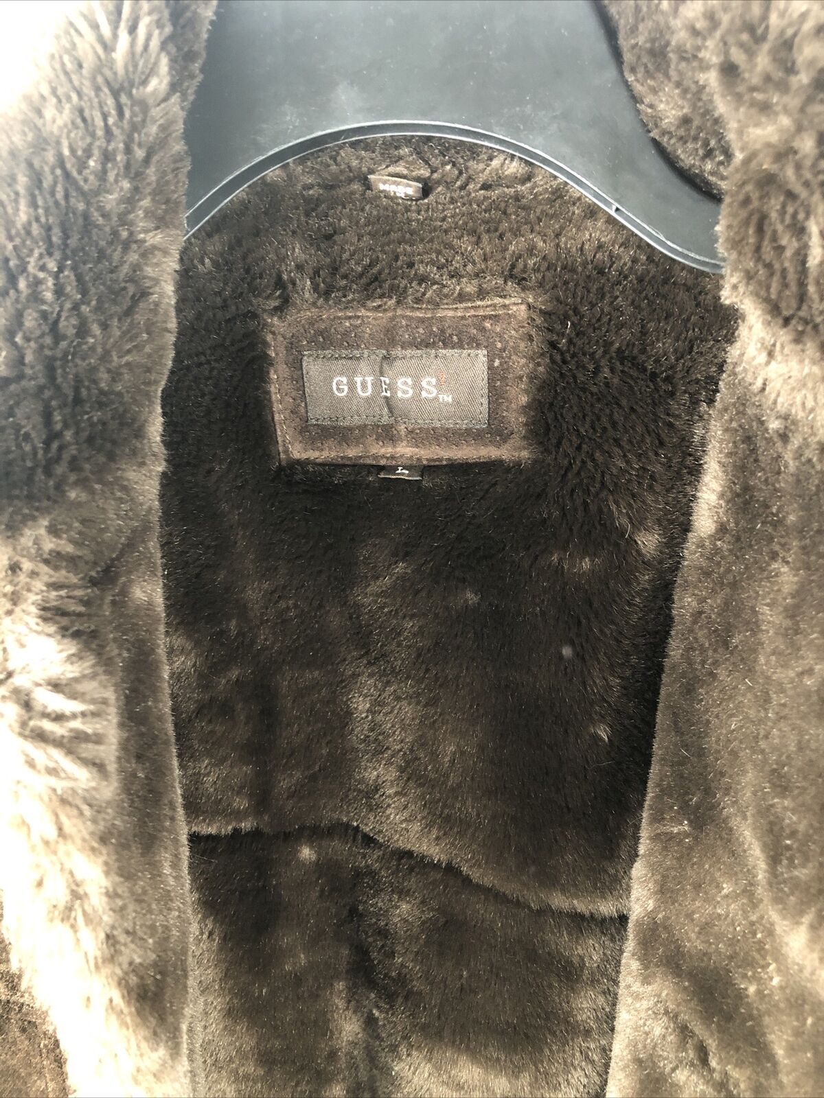Guess Coat Woman’s Brown Suede Long Sleeve Casual Overcoat Size Adult Large