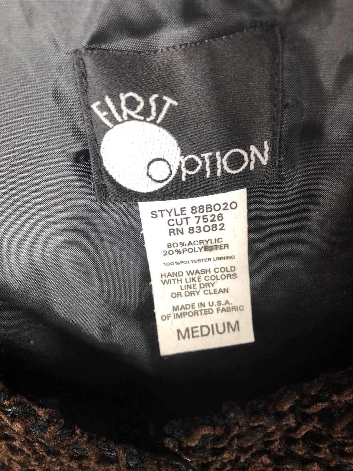 First Options Women’s Jacket Brown Button Up Adult Size Medium