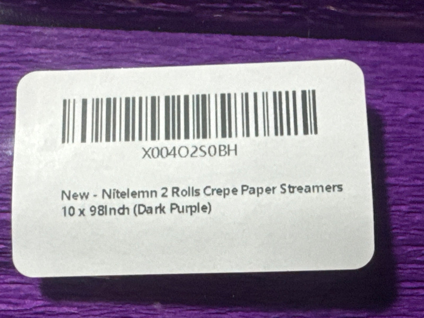 Nitelemm 2 Rolls Crepe Paper Streamers 10" X 98" Dark Purple Party Decoration