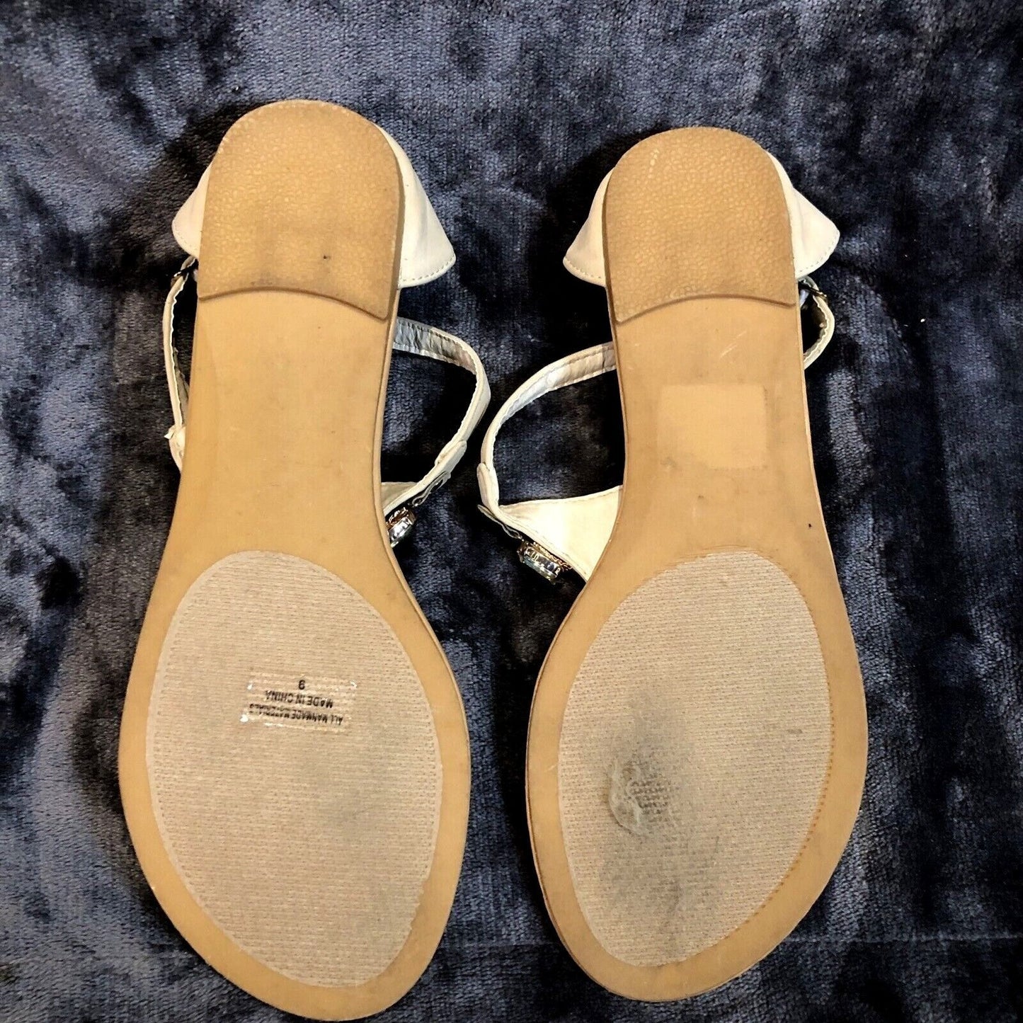 Krystal Blue Woman's Sandals Suede Shoes Size 9 Shoe Embellished