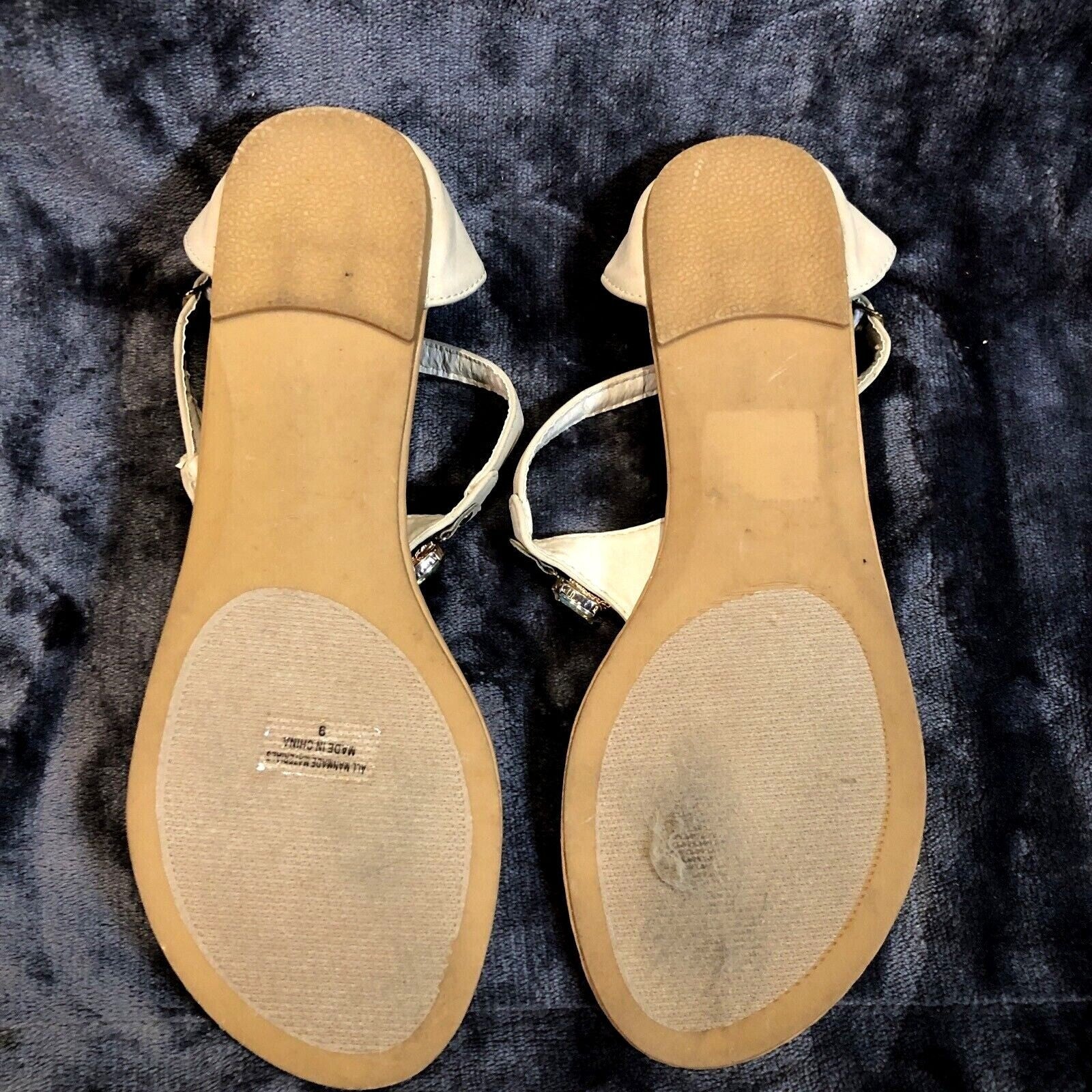 Krystal Blue Woman's Sandals Suede Shoes Size 9 Shoe Embellished
