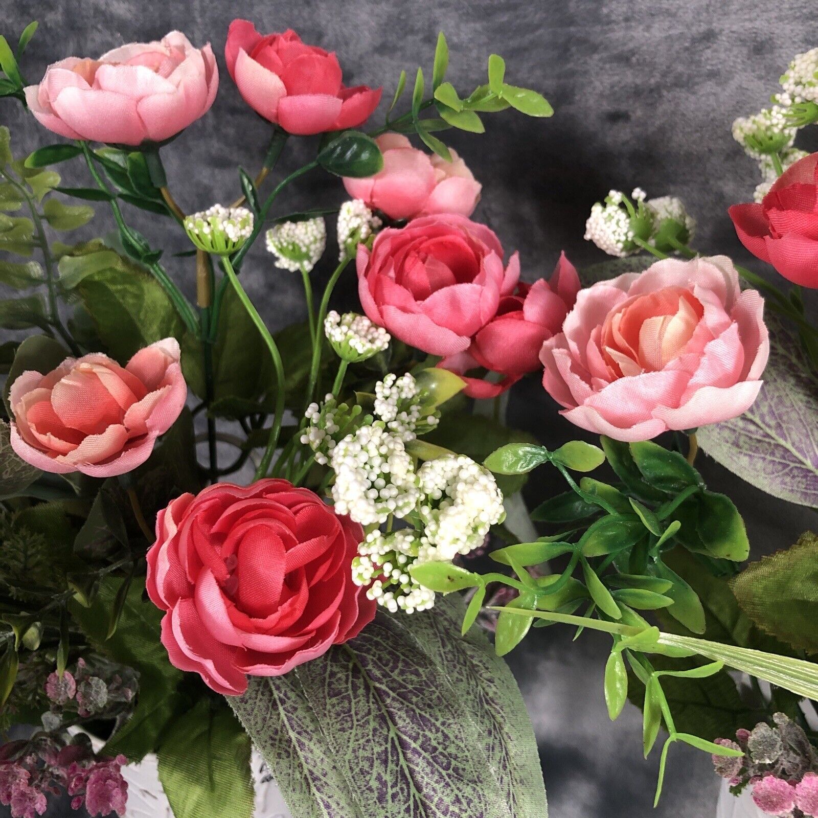 Artificial Hanging Flower Arrangements Handmade Floral Decor Two Piece Set