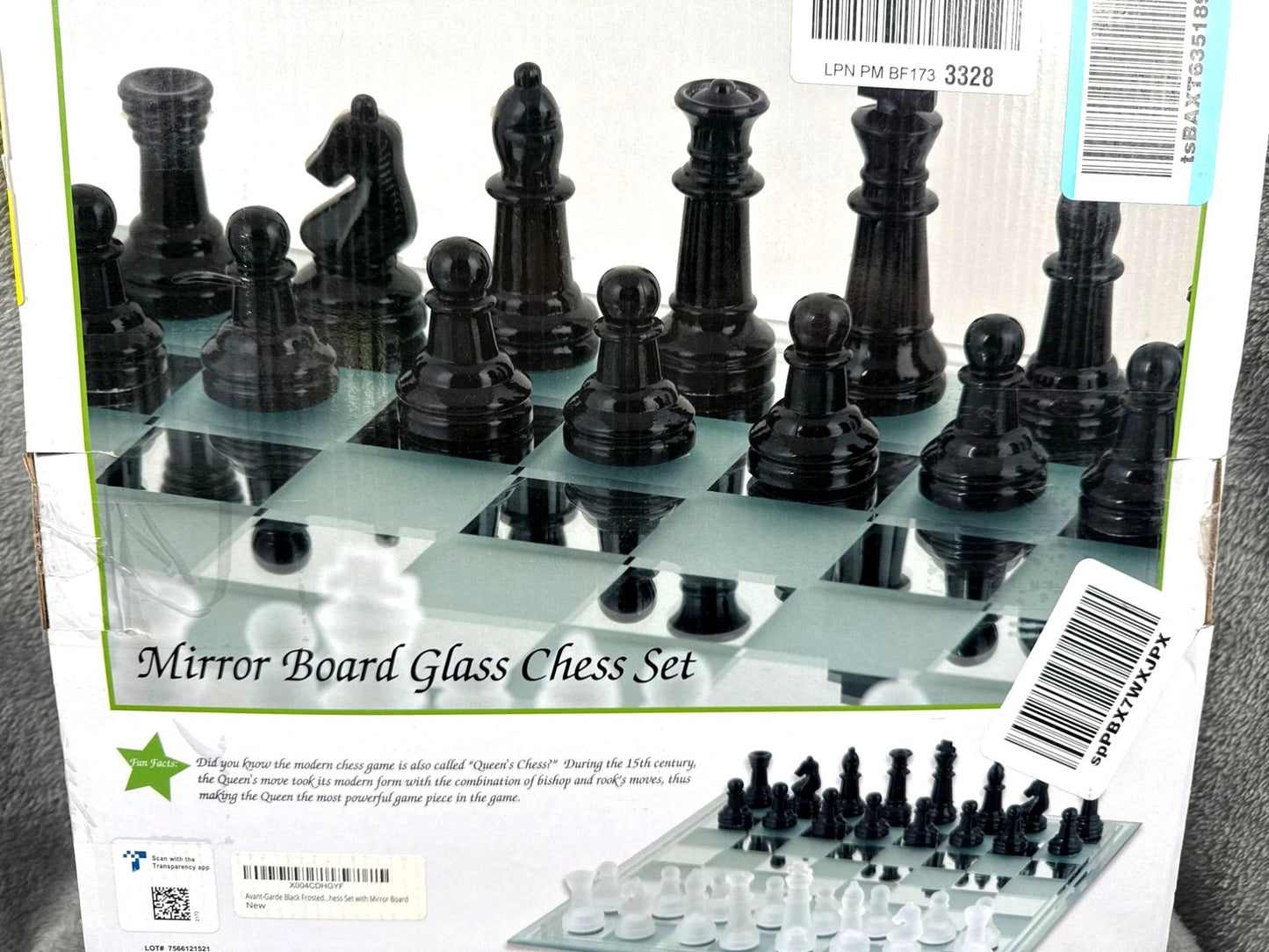 Glass Chess Set With Frosted & Clear Pieces