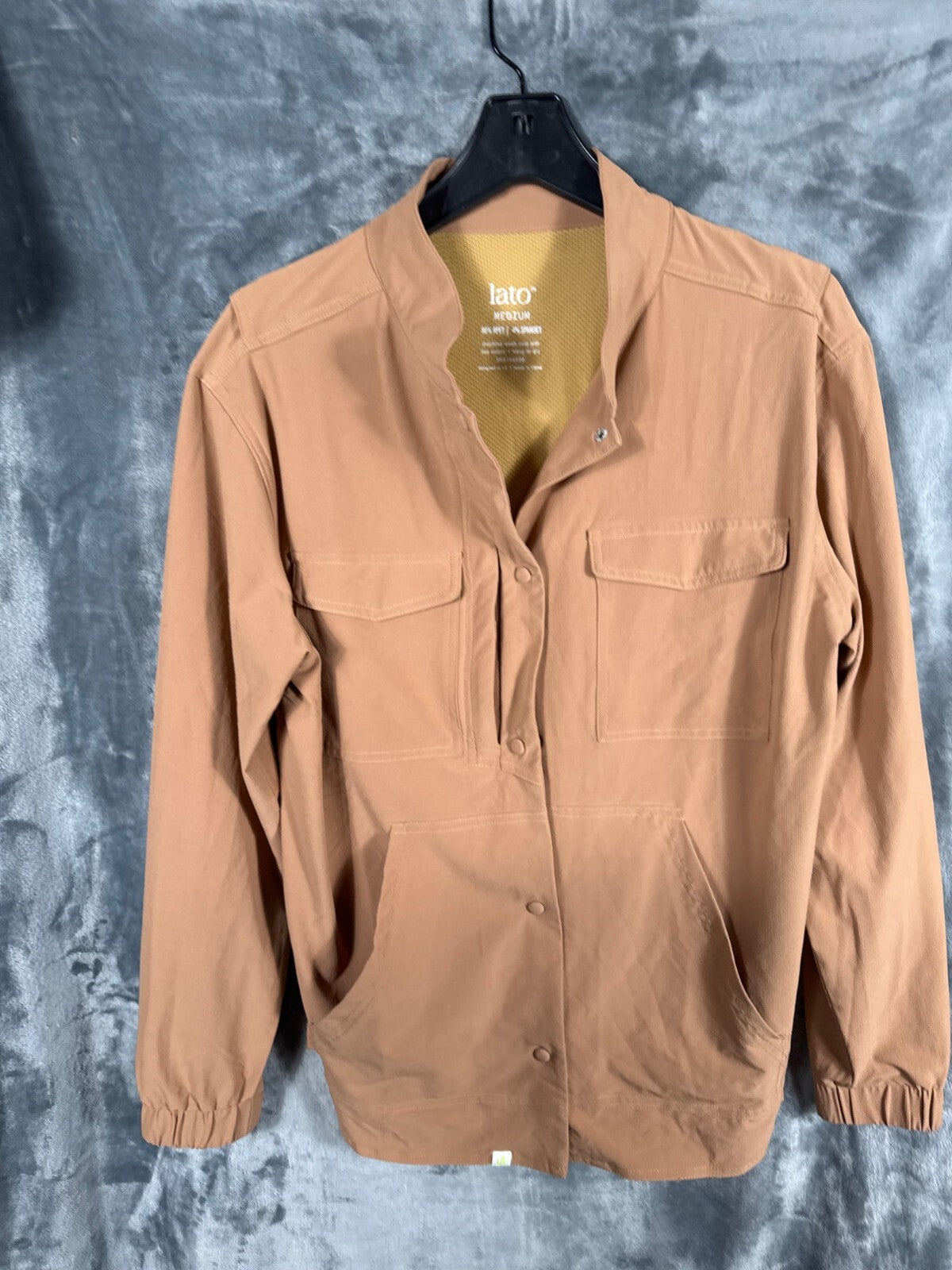 Lato Mens Brown Jacket Rpet/Spandex With Snap Closures & Elastic Cuffs