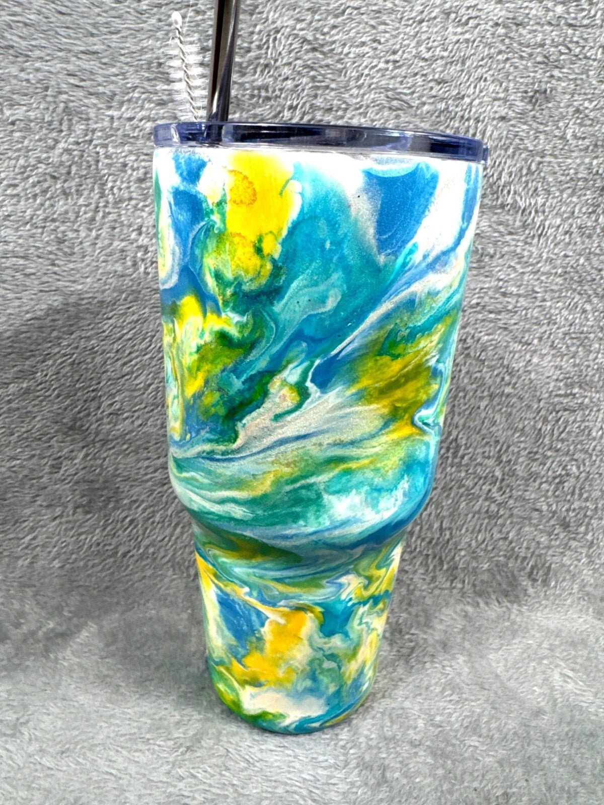 Alcohol Ink Cup 32 oz Stainless Steel Tumbler With Lid & Straw