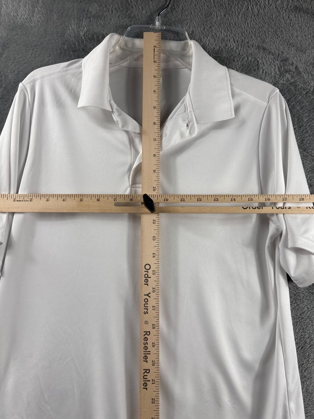 Mens White Polo Shirt Short Sleeve Moisture-Wicking Performance Shirt Size XL