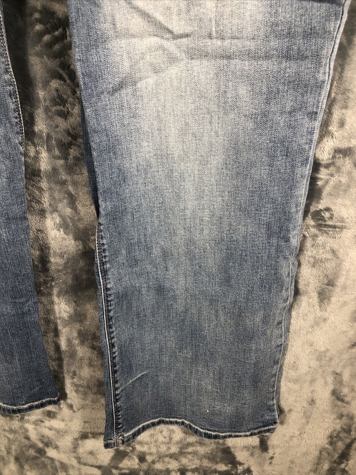 Vintage Distressed Womans Jeans Blue Denim With Floral Patchwork