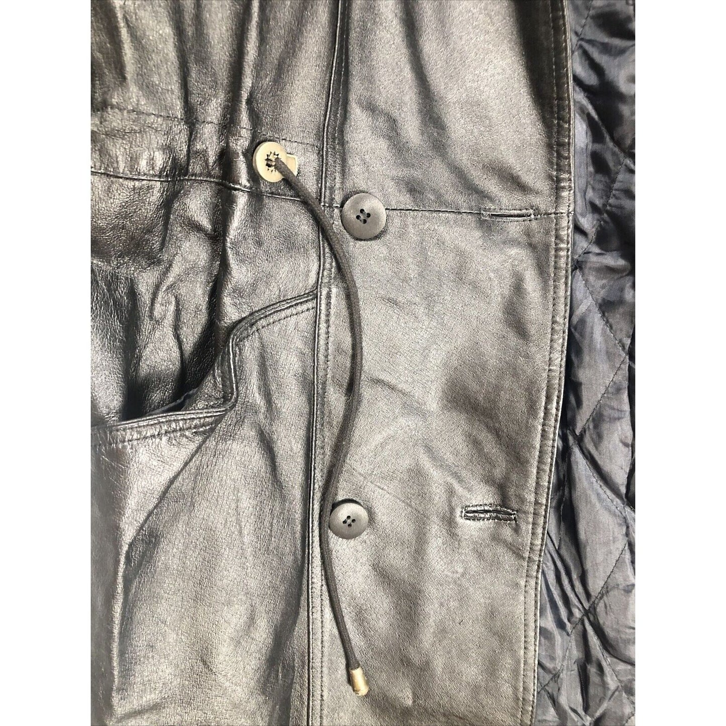 BB Dakota Coat Woman’s Leather Hooded Trench Coat Adult Medium Black