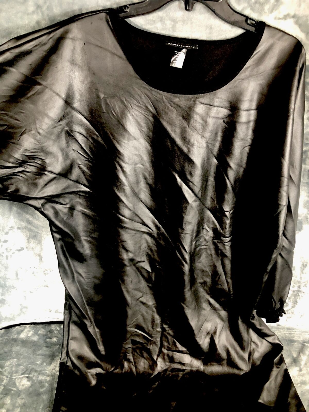 Ashley Stewart Dress Black Spandex Faux Leather Stretch Dress Size Adult 18/20