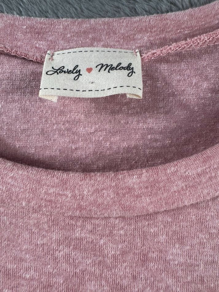 Lovely Melody Womens Long Sleeve Pink Top With Lace Details