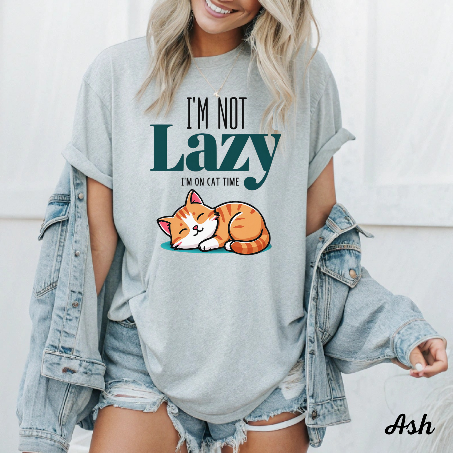 Funny Womans T Shirt Im Not Lazy Im on Cat Time Unisex Shirt Funny Gift