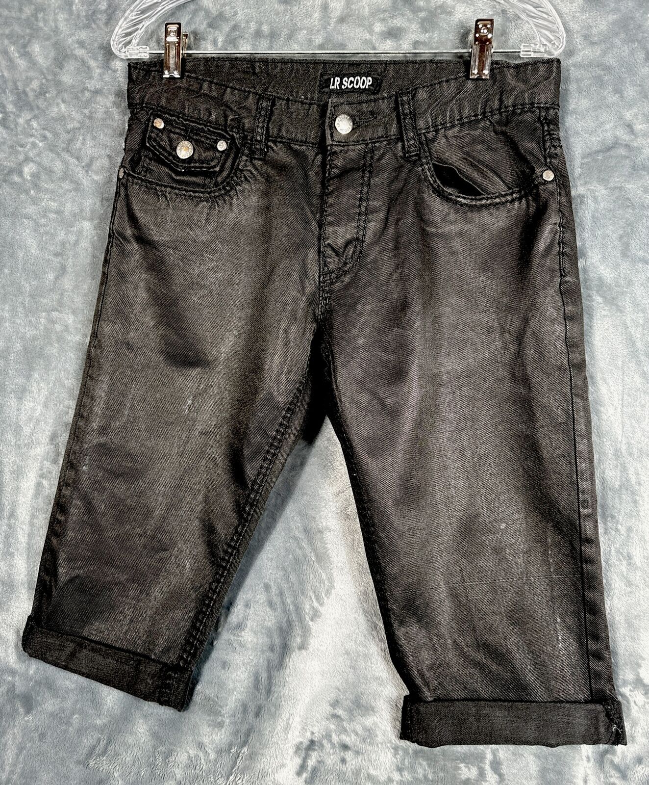 LR Scoop Modern Fit Men's Shorts Black Size 34 Flat Front 100% Cotton