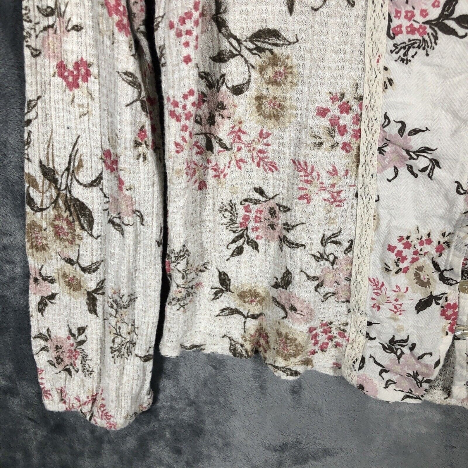 Lucky Brand Women’s Floral Shirt Pearl Buttons Size Small P