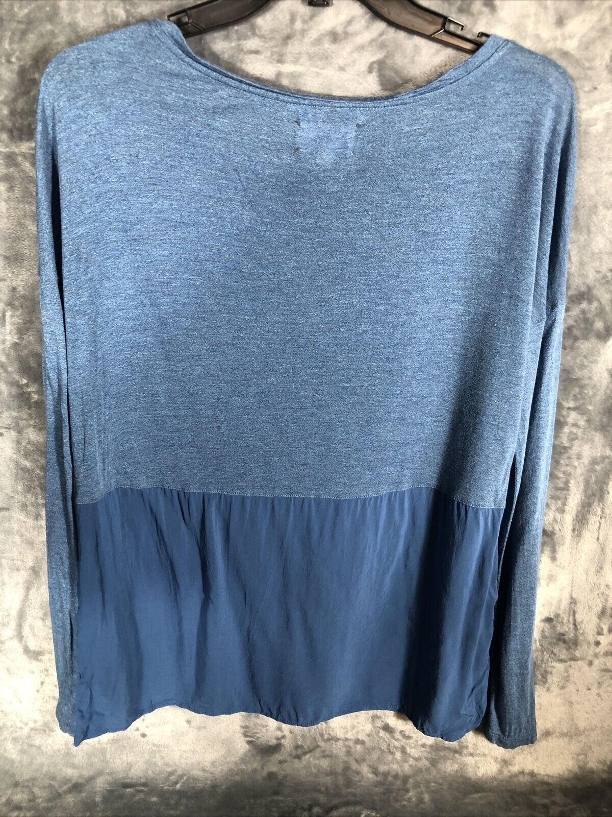 Lou & Grey Womens Blue Long Sleeve Two-Tone Top Medium