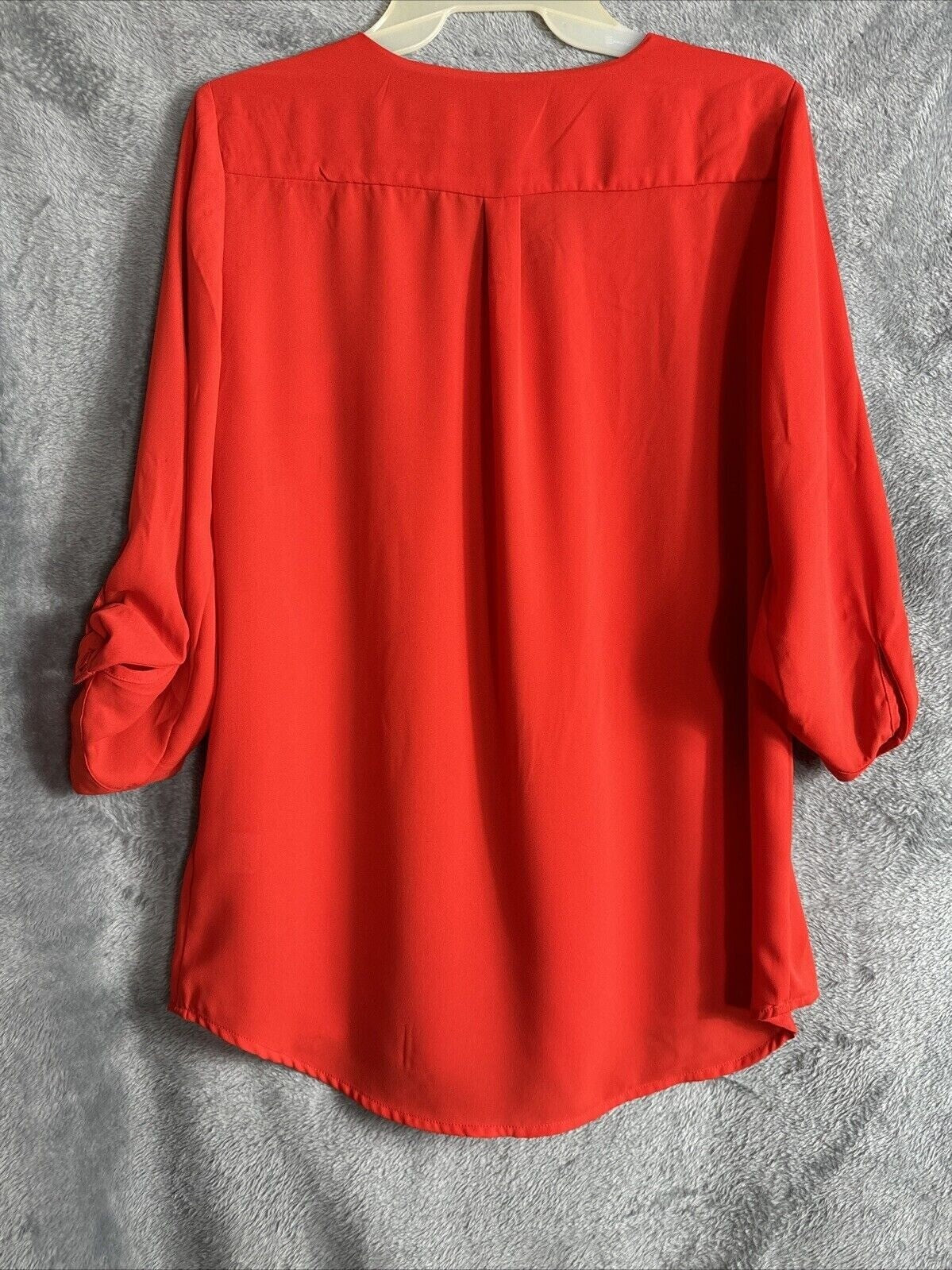Roz & Ali Womens Red V-Neck Blouse With Zipper Detail Size S