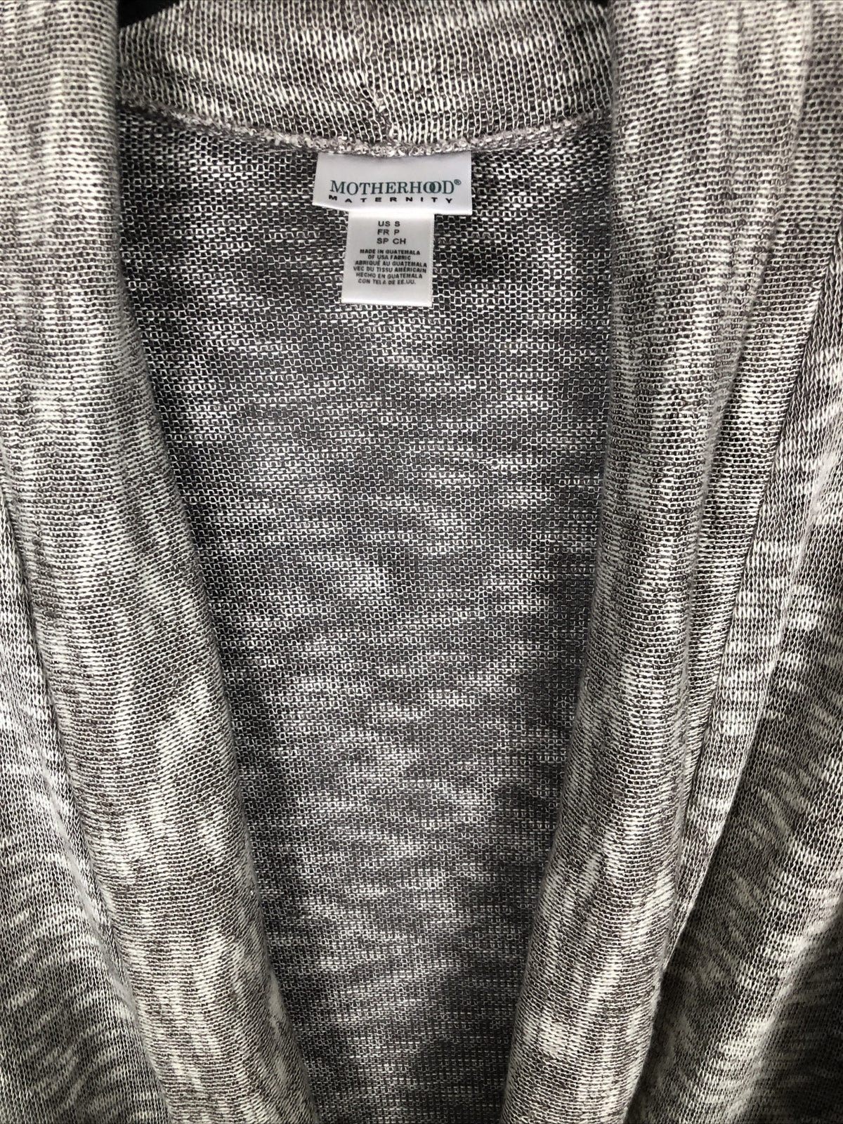 Motherhood Woman's Maternity Gray Open Front Knit Cardigan Sweater With Pockets