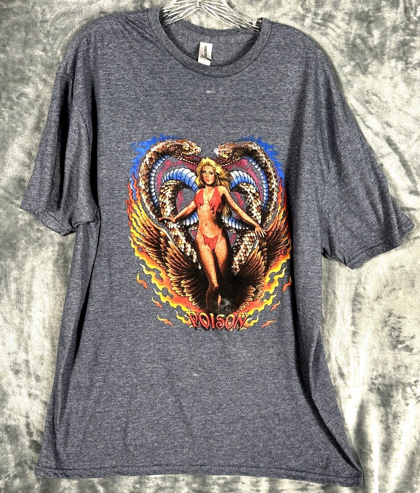 Glidan Men’s T-Shirt Poison Snakes Soft Style Gray X Large Shirt