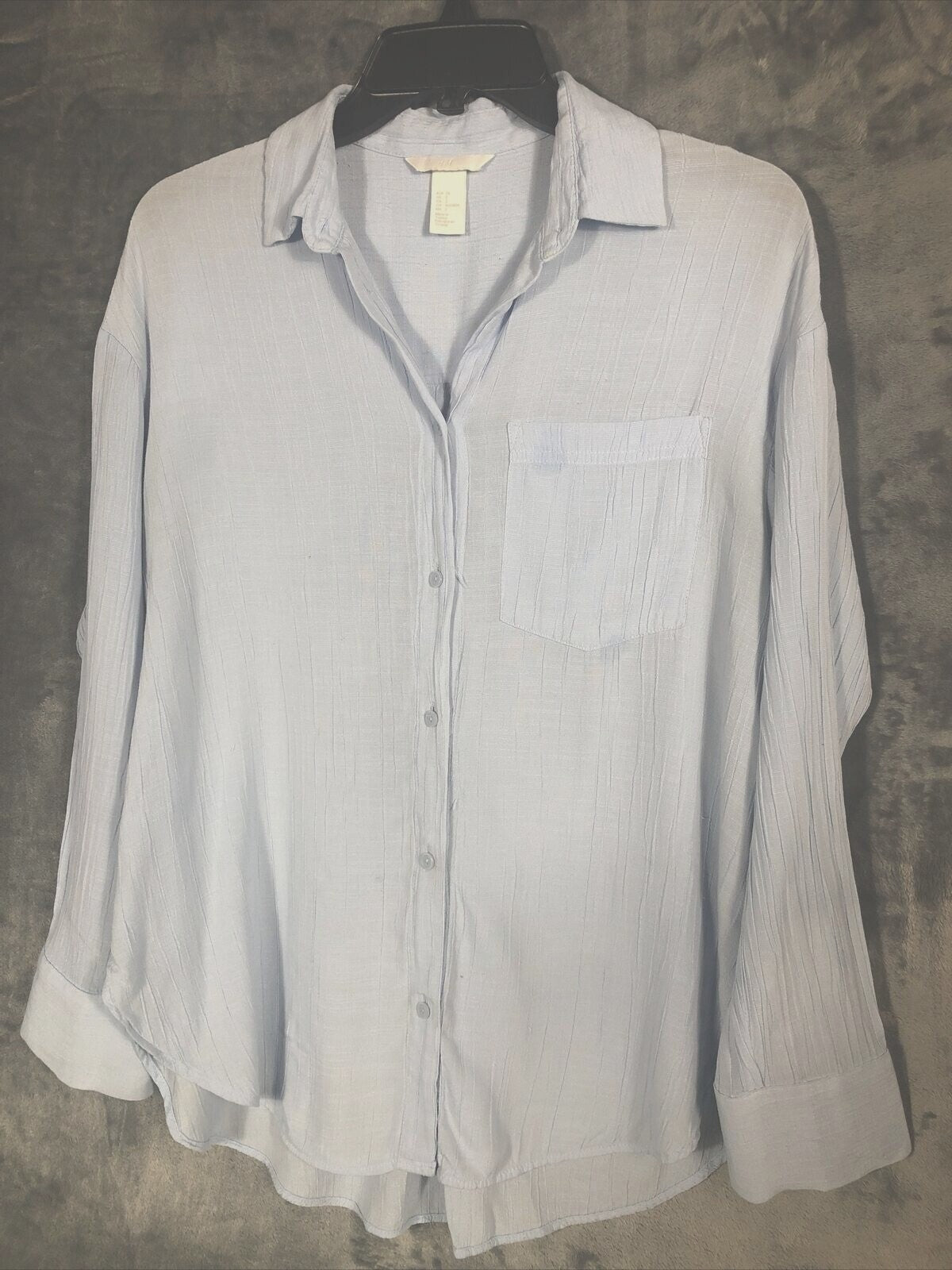 H&M Light Blue Womens Long Sleeve Button-Up Shirt Size 2