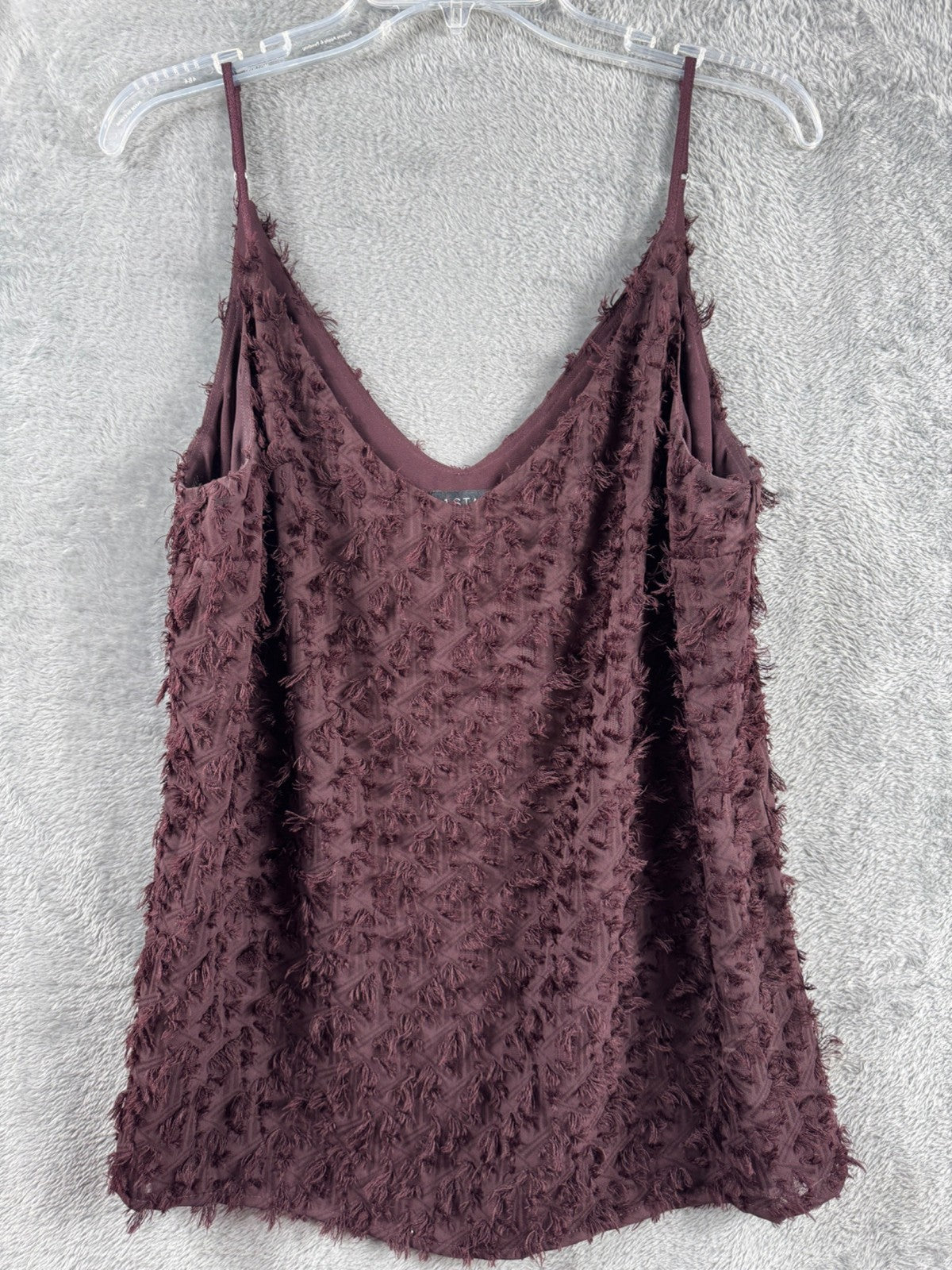 1.State Burgundy Textured Sleeveless V-Neck Tank Top Womens M