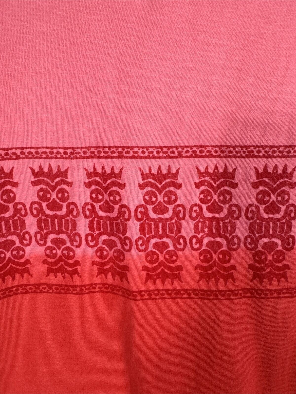 Spike Sports XL Pink & Red Ombré T-Shirt With Tribal Print Design Unisex