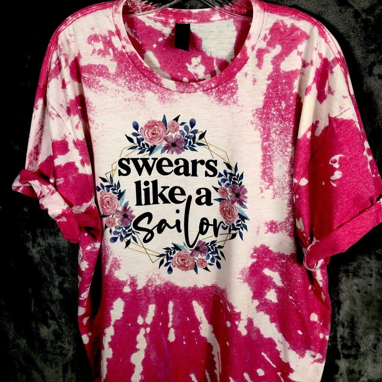 Women’s T Shirt Funny Swears Like A Sailor Pink Shirt Size Adult Extra Large