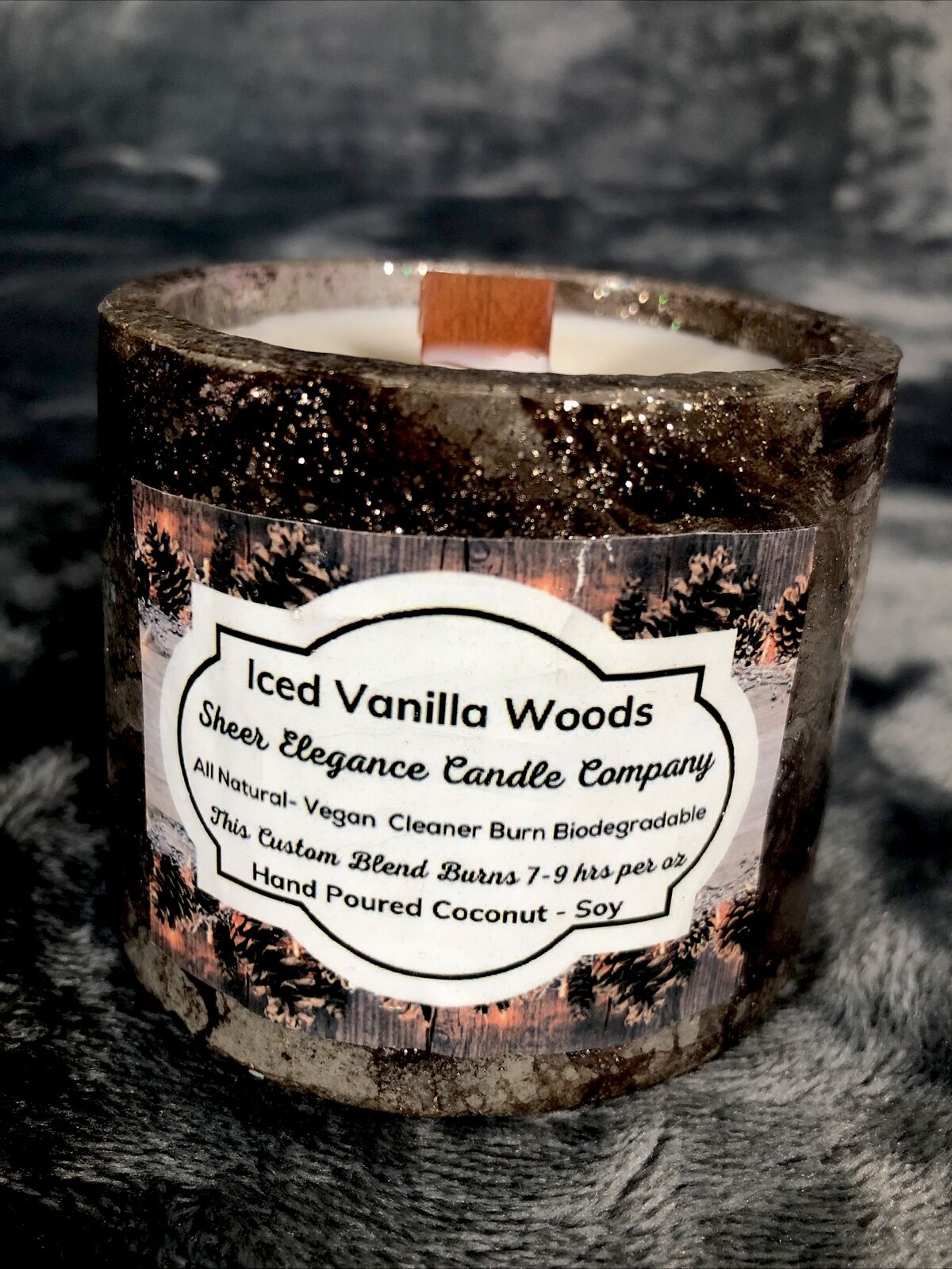 Soy Candle Handmade Concrete Vessel Scent  Iced Vanilla Woods Hand Poured