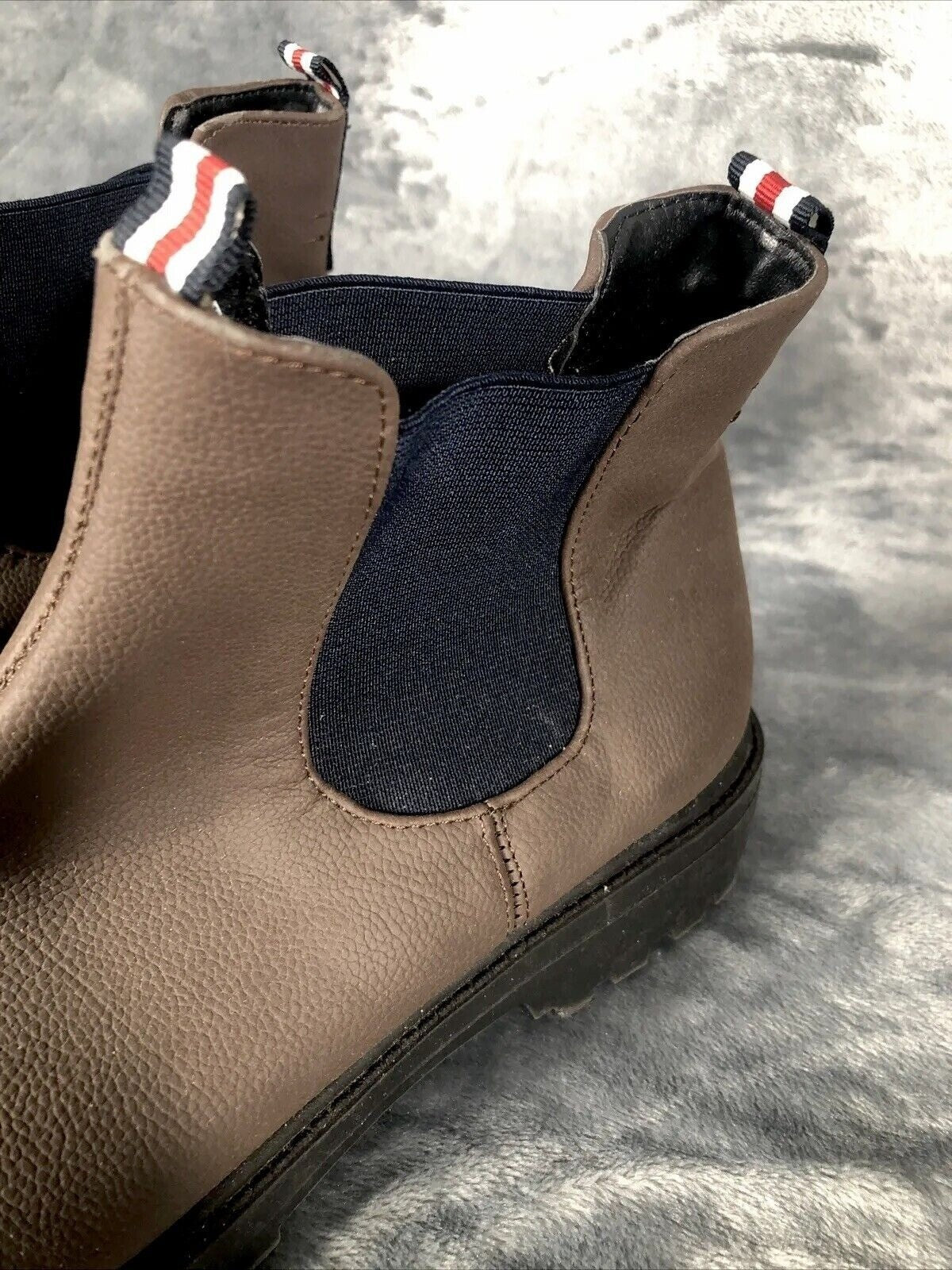 Brown Chelsea Ankle Boots Mens With Elastic Side Panels & Tricolor Tabs