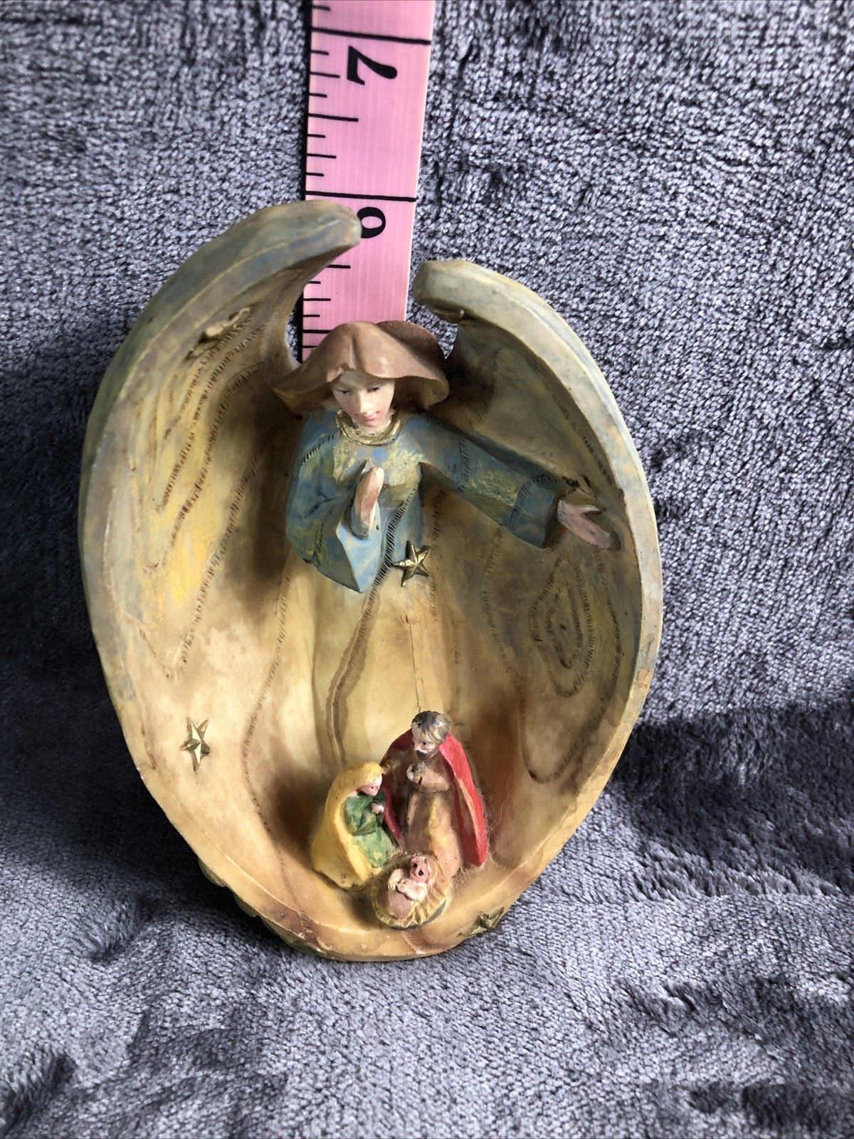 Holy Family Nativity Scene Angel Wings Resin