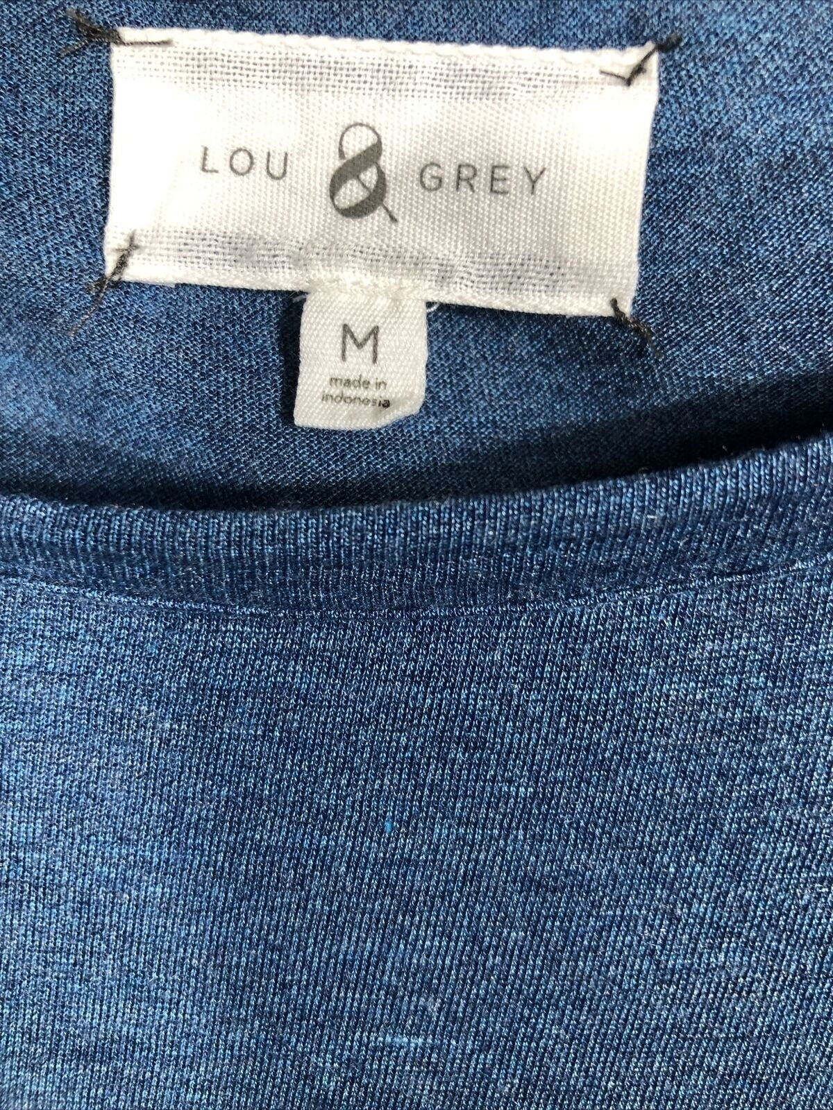 Lou & Grey Womens Blue Long Sleeve Two-Tone Top Medium