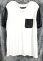 White & Black Men's Mesh Sleeve T-Shirt With Pocket