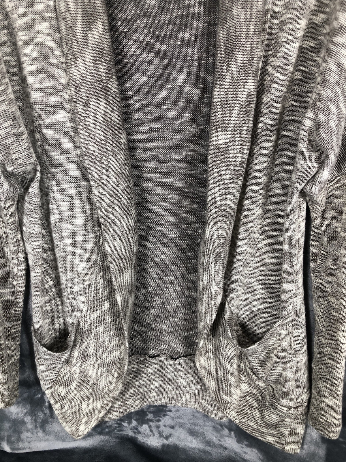 Motherhood Woman's Maternity Gray Open Front Knit Cardigan Sweater With Pockets